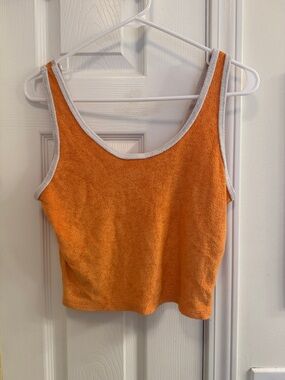 Hollister Orange Terry Crop Tank with White Trim